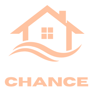 Logo with a house and waves design above the word 'CHANCE' on a white background